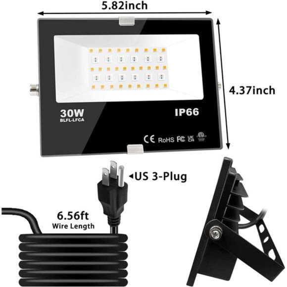 30W Led FloodLight Outdoor 300W Equivalent,Color Changing RGB Lights with Remote - Picture 6 of 7